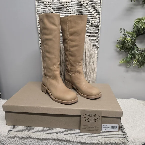 Steve Madden Tan Leather Knee-High Boots - Picture 1 of 7
